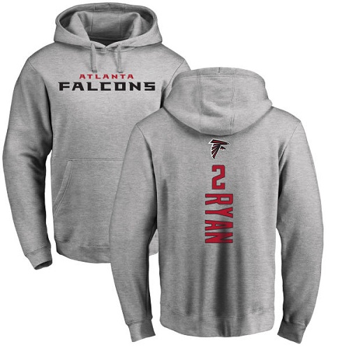 Atlanta Falcons Men Ash Matt Ryan Backer NFL Football #2 Pullover Hoodie Sweatshirts